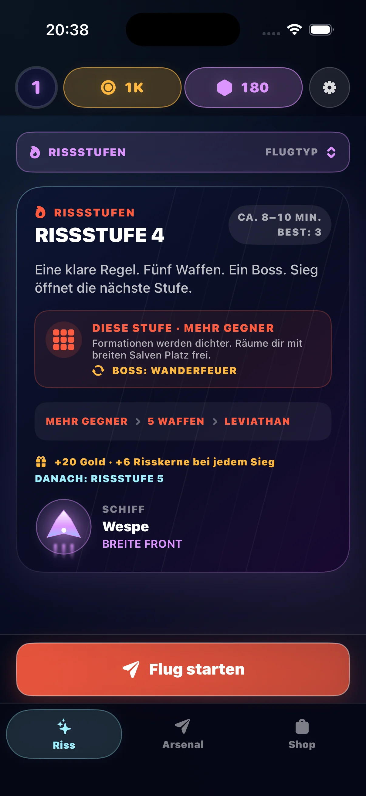 Rissstufe und Flugstart in Riftburn