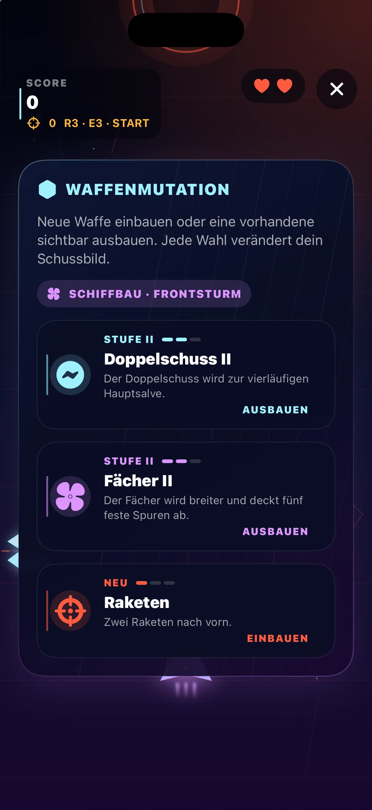 Waffenmutation mit drei wählbaren Waffen für Riftburn